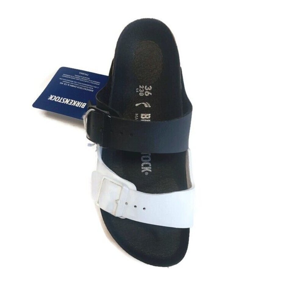 Birkenstock Arizona Split Birko-Flor Sandals Womens Size 5 Black White EU 36 - Picture 3 of 10